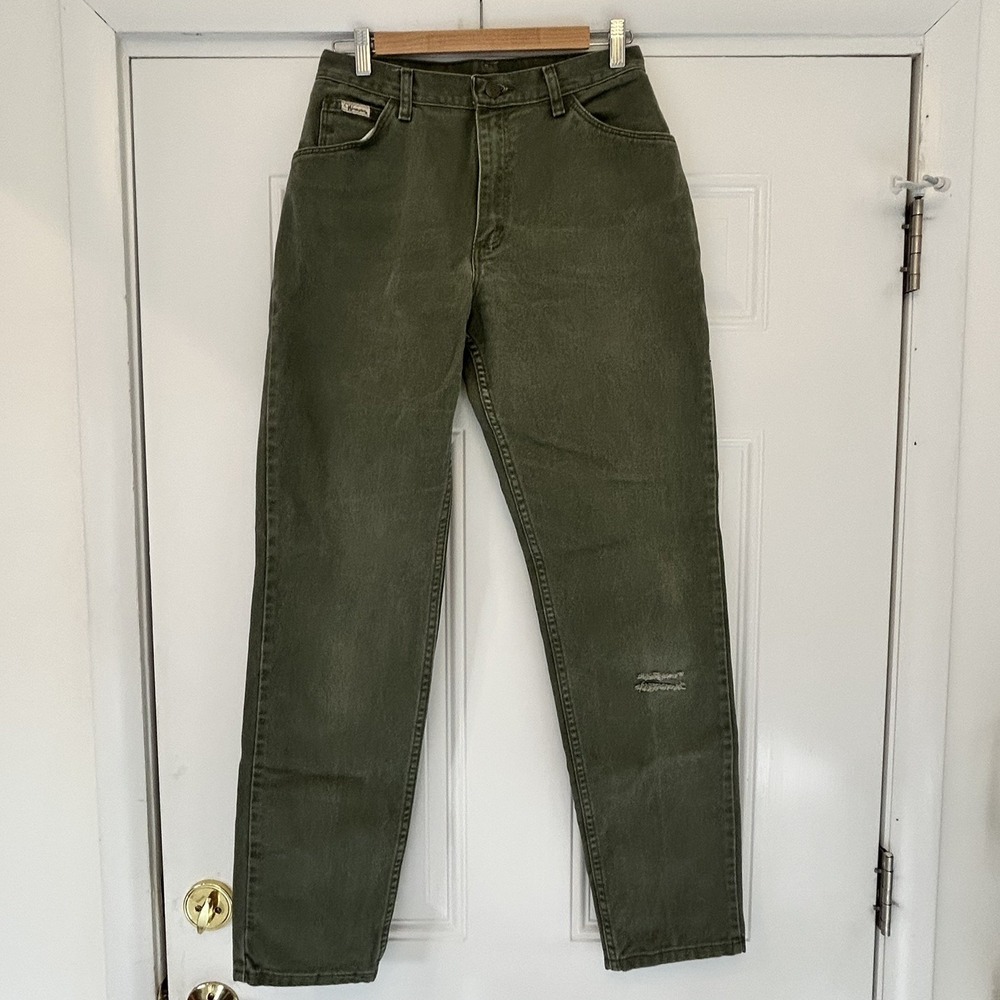 Vintage 80s Wrangler Jeans Women‎ 10x34 Green High Waist Tapered Leg Waist USA